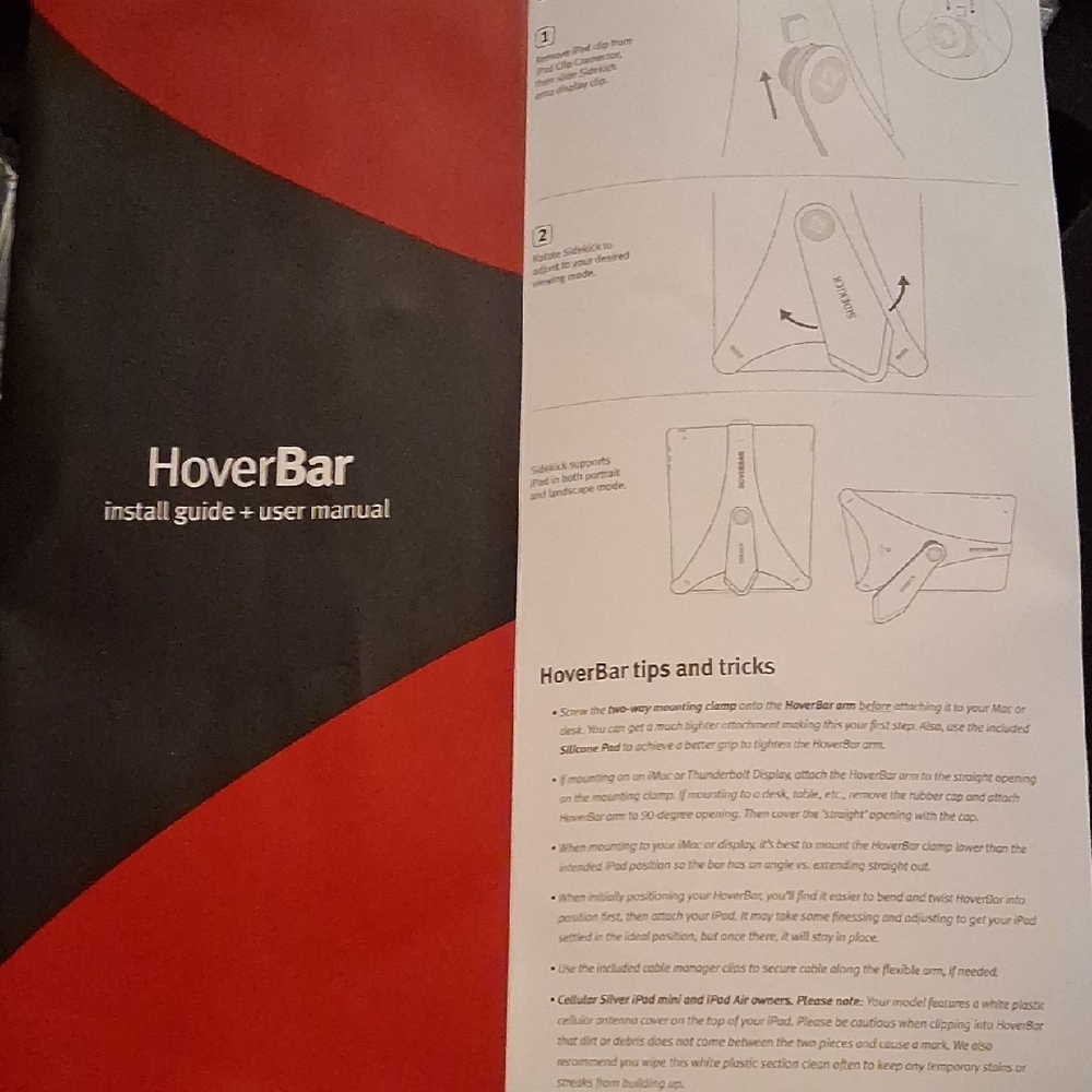 Ipad 2,3,4 Gen. Ipad Air HoverBar Hands Free Mount Kit